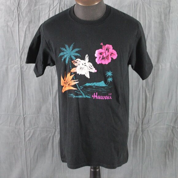 Vintage Graphic T-shirt - Hawaii Neon Flowers - Men's Large - Picture 1 of 8